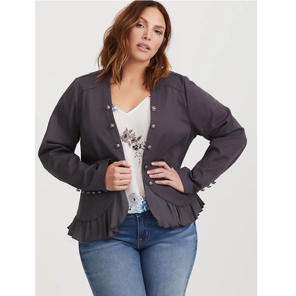 NWT Torrid Gray Peplum Fabric Mix Jacket Womens Plus Size 5X